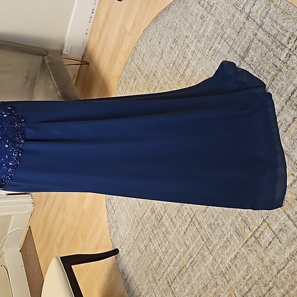 Size 10 to 12 bright navy blue lace/chiffon mother of bride/groom formal NWT - Picture 8 of 14